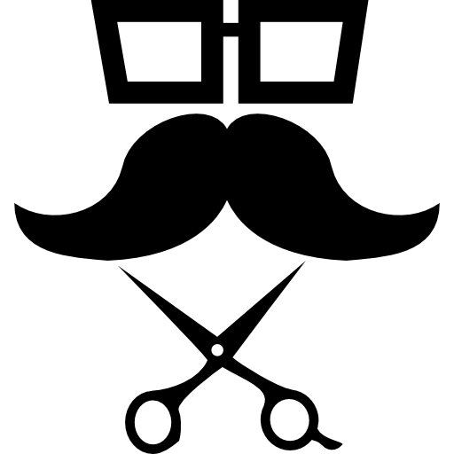 fryzjer okulary wąsy i nożyczki  ikona