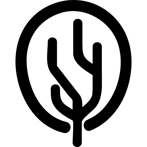 Äste umgeben von kreisförmigen laubumrissen  icon