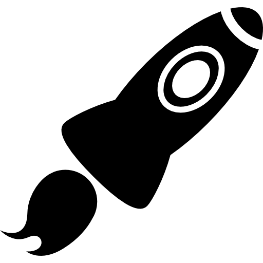 Rocket with fire tail  icon