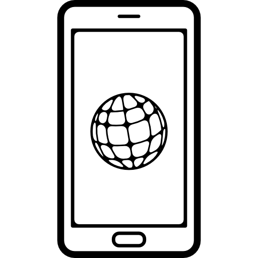World grid symbol on phone screen  icon