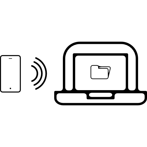 transmisión de teléfono a una carpeta de portátil  icono
