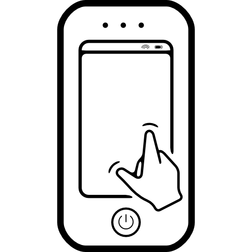 Телефон с сенсорным экраном руки  иконка