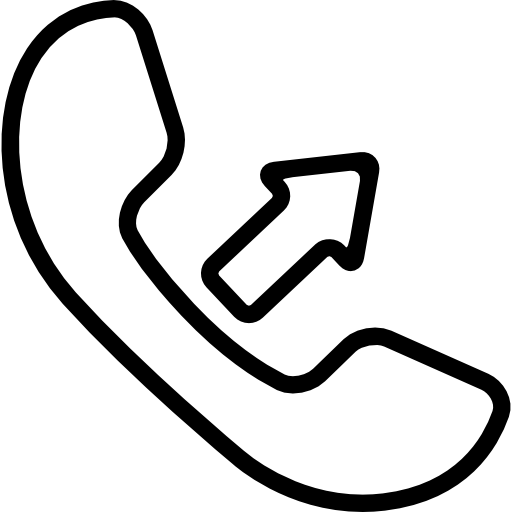 Answer a call interface symbol of auricular with an arrow  icon