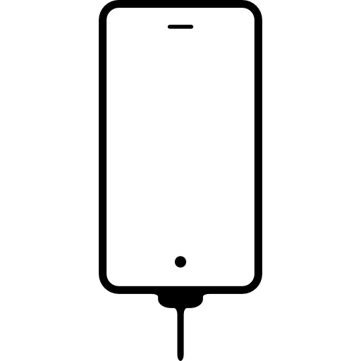parte posterior del teléfono conectada por cable a la electricidad oa una computadora  icono