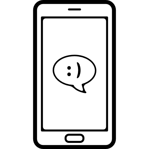 전화 화면에 미소 기호가있는 말풍선 채팅 메시지  icon