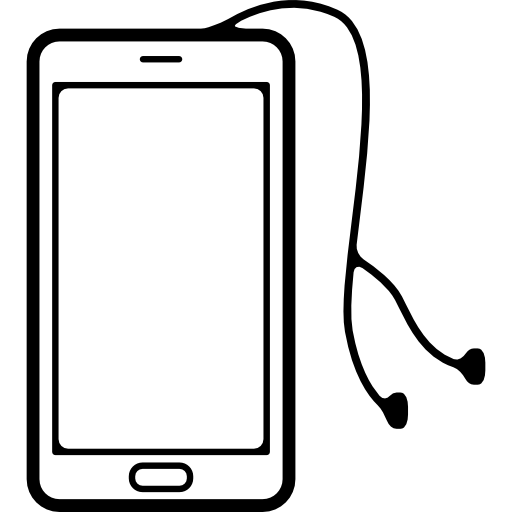 Mobile phone with auriculars cable  icon