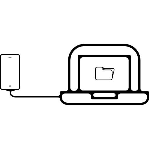 telefoon aangesloten op een laptop  icoon