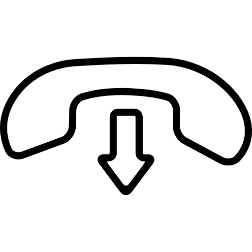 riaggancia il simbolo dell'interfaccia di chiamata di un auricolare e una freccia rivolta verso il basso  icona