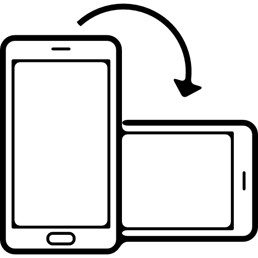 rotation de la position du téléphone de l'horizontale à la verticale  Icône