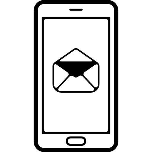 Открытый символ конверта электронной почты на экране мобильного телефона  иконка