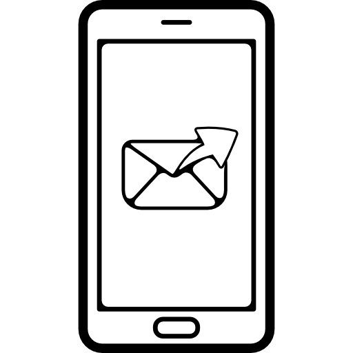 símbolo de envelope fechado com uma seta para a direita na tela do telefone  Ícone