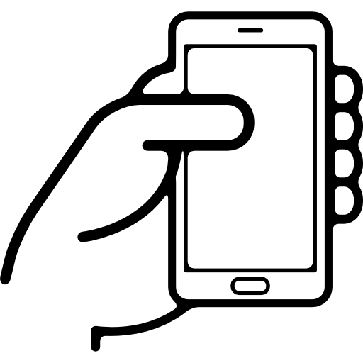 Hand holding a cellphone  icon