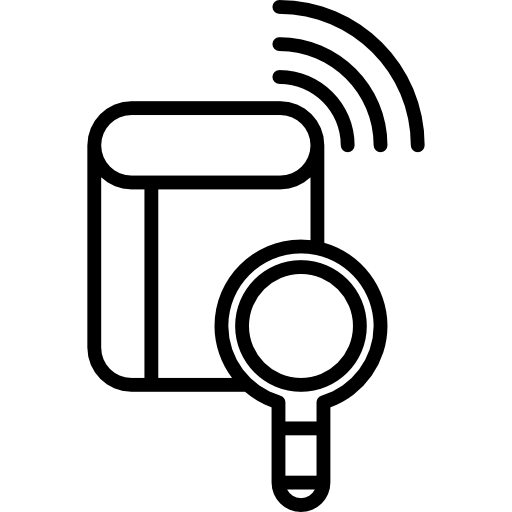 simbolo di ricerca wireless in un cerchio  icona