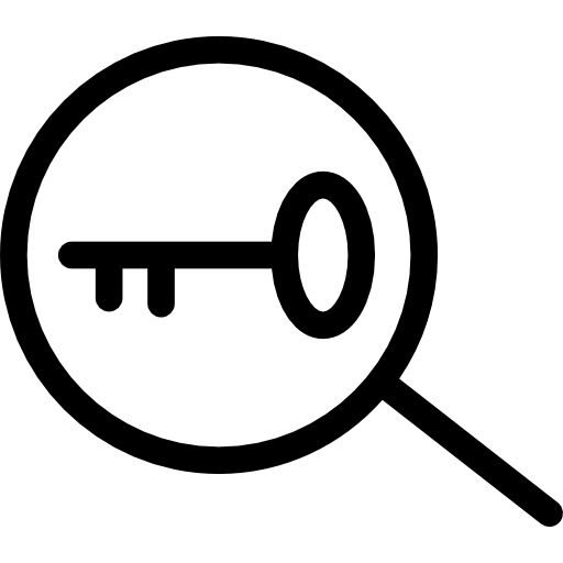 símbolo da chave de pesquisa em um círculo  Ícone