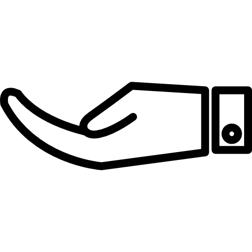 Receiving hand outline with palm up inside a circle  icon