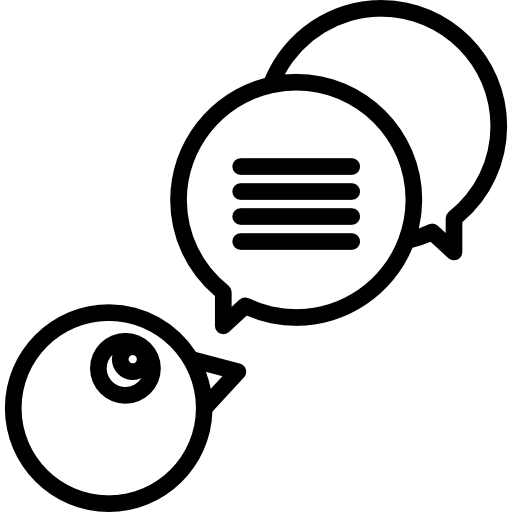 Speech bubbles outline symbol in a circle  icon