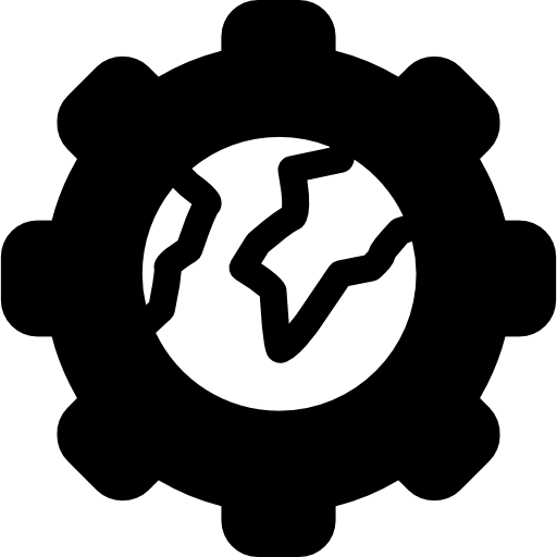 símbolo das configurações mundiais em um círculo  Ícone