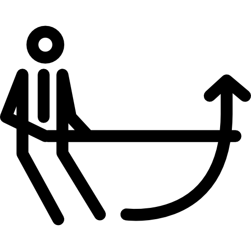 persoon met pijl-omhoog dunne omtrek cirkelsymbool  icoon