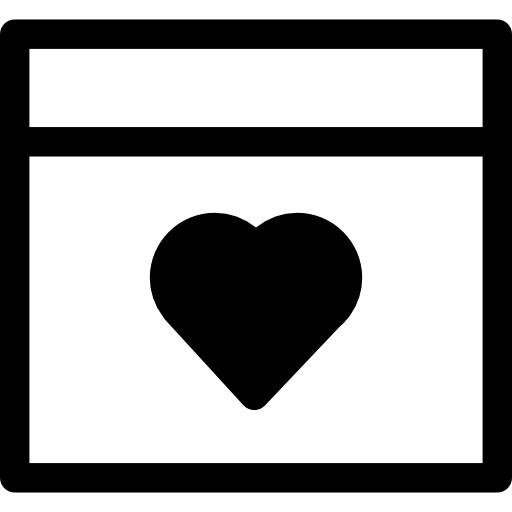 Браузер с символом сердца внутри круга  иконка