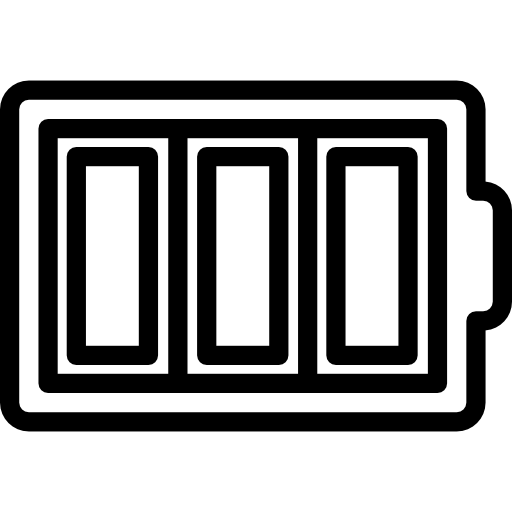 símbolo de contorno delgado de batería en un círculo  icono
