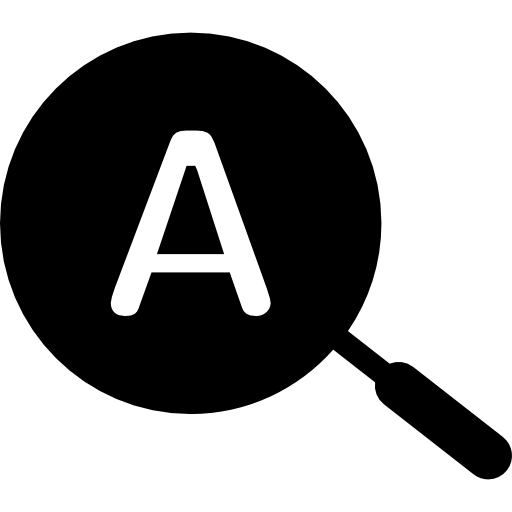 zoek tekstsymbool in een cirkel  icoon