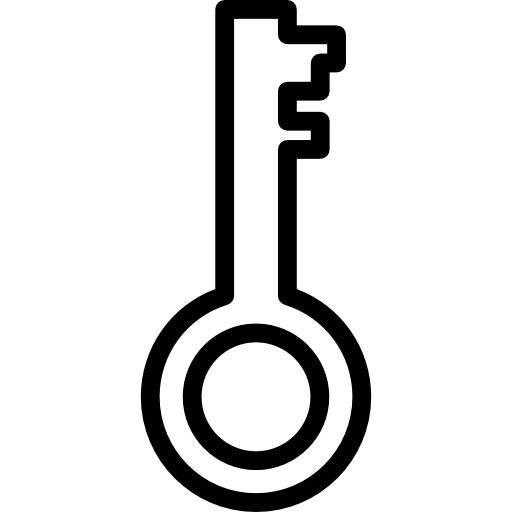 Ключ контурный символ интерфейса пароля внутри круга  иконка