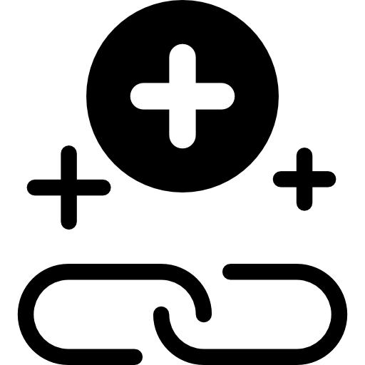 symbol ogniw łańcucha ze znakami plus w kole  ikona