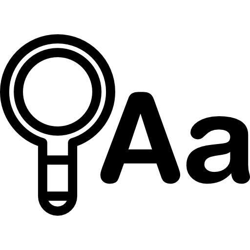 Search circular symbol with letters  icon