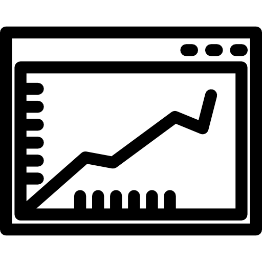 gráfico de línea ascendente en una ventana del navegador dentro de un círculo  icono