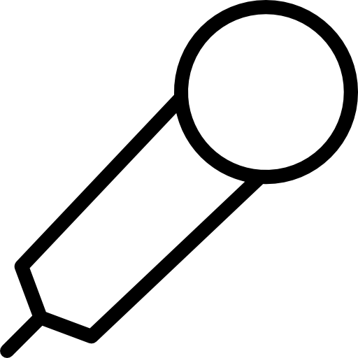 Microphone outline symbol in a circle  icon