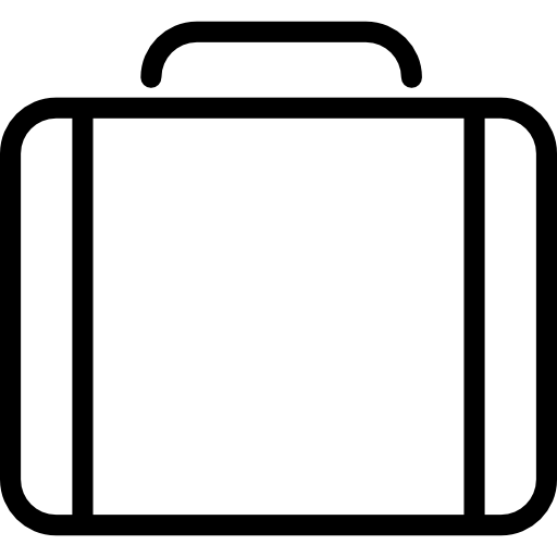 simbolo di contorno sottile valigetta in un cerchio  icona