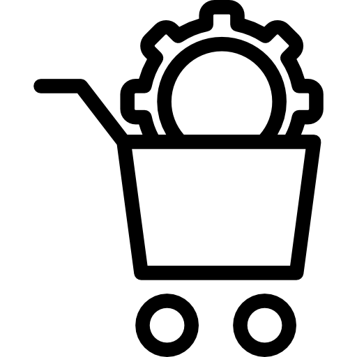 Символ интерфейса схемы конфигурации корзины покупок в круге  иконка