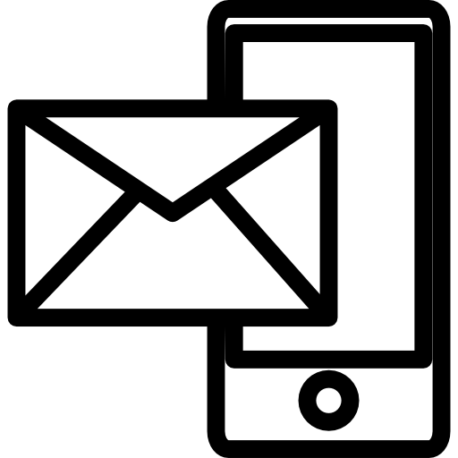 overzichtssymbool voor post en telefoon in een cirkel  icoon