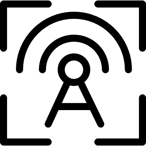 円の中にあるワイヤレス ターゲットのアウトライン シンボル  icon