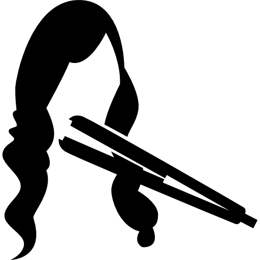 長い女性の髪にヘアアイロン  icon