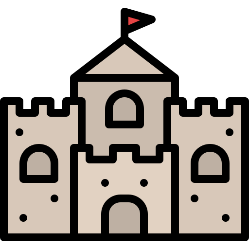 zamek z piasku Iconixar Lineal Color ikona