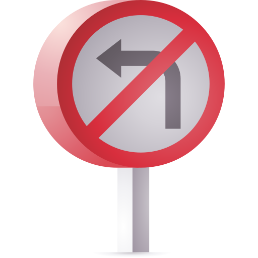 No turn left 3D Toy Gradient icon