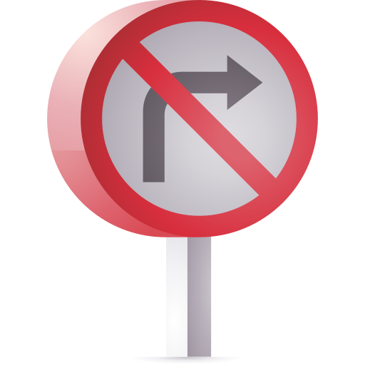 No turn right 3D Toy Gradient icon