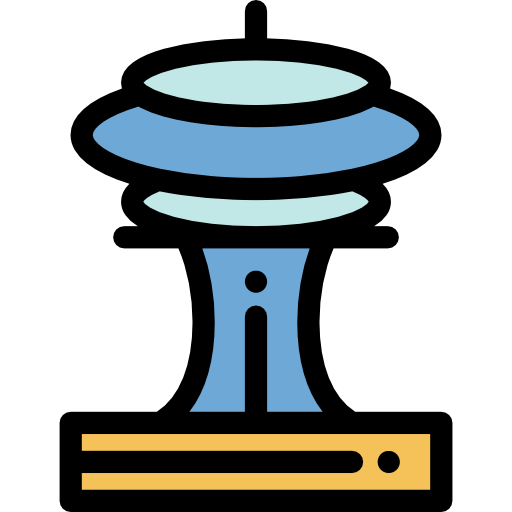 Space needle Detailed Rounded Lineal color icon
