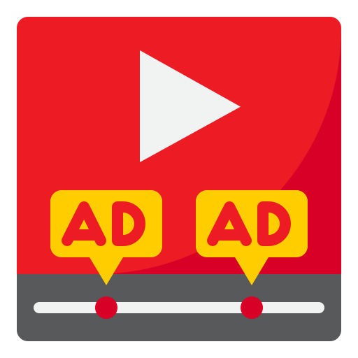 publicidad en video srip Flat icono