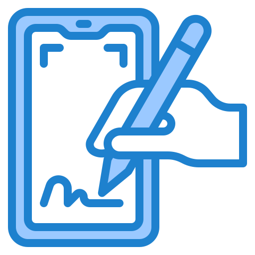 digitale handtekening srip Blue icoon
