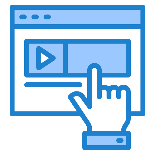 Video advertising srip Blue icon
