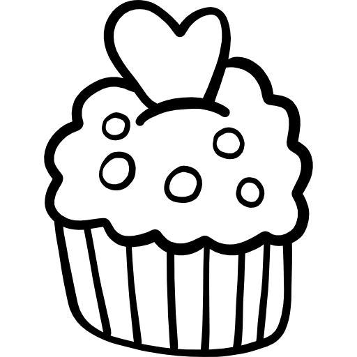 Cupcake Hand Drawn Black icon