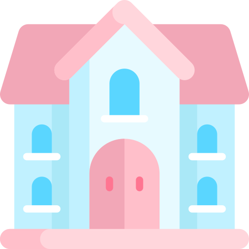 casa de muñecas Kawaii Flat icono