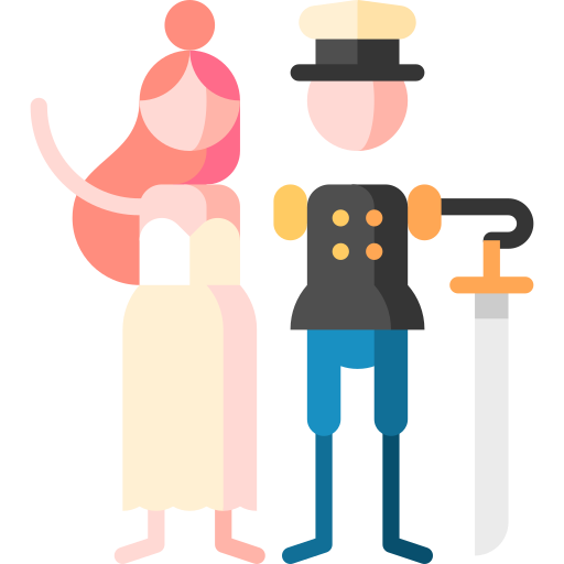 militair huwelijk Puppet Characters Flat icoon