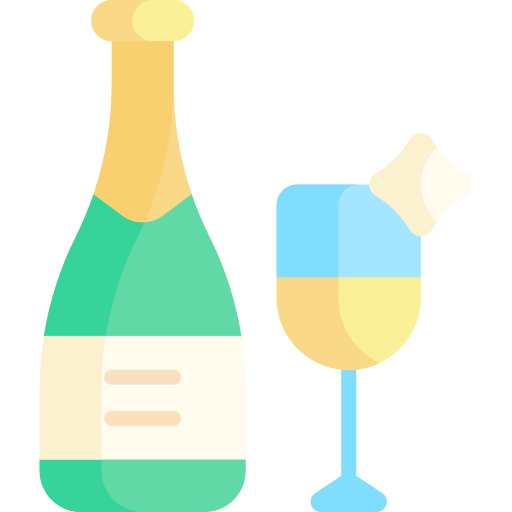 szampan Kawaii Flat ikona