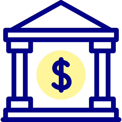 銀行 Detailed Mixed Lineal color icon