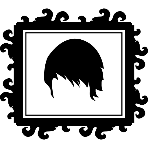 reflejo de forma de pelo corto en un espejo rectangular de peluquería  icono