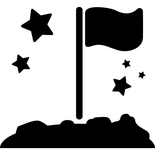 flagge auf einem planeten unter sternen  icon