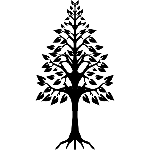 trójkątny kształt drzewa z korzeniami  ikona